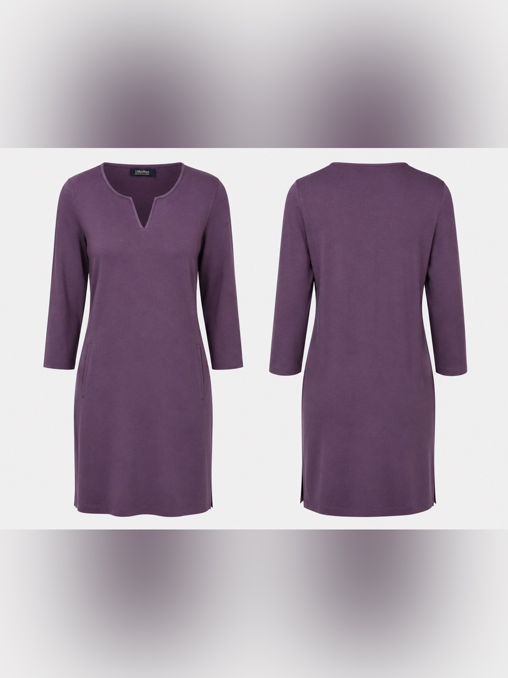 S Max Mara Purple Knit Shift Dress Size Large Minimalist Italian Designer